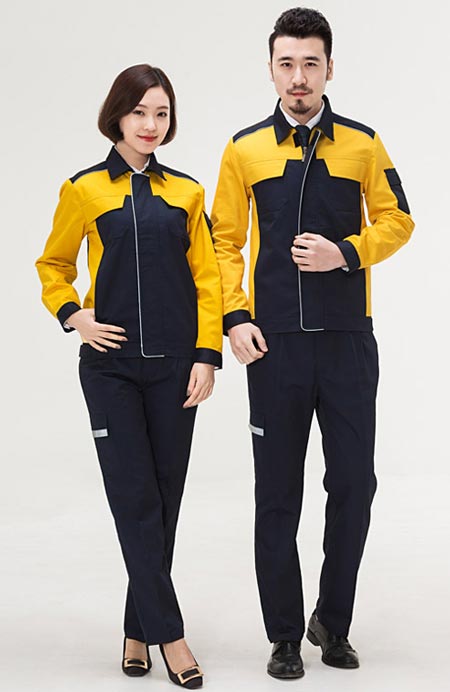 黃色長(zhǎng)袖工作服定做廠(chǎng)家款式圖